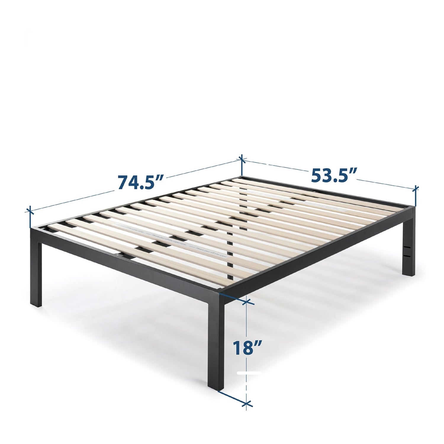 Full size 18 Inch Easy Assemble Metal Platform Bed Frame Wooden Slats LuxuryLifeWay Online Store