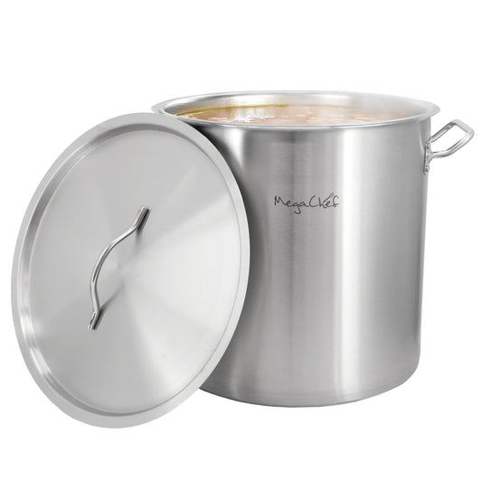 MegaChef Professional Kitchen 52.8 Quart Round Stainless Steel Stock Pot with Lid LuxuryLifeWay Online Store