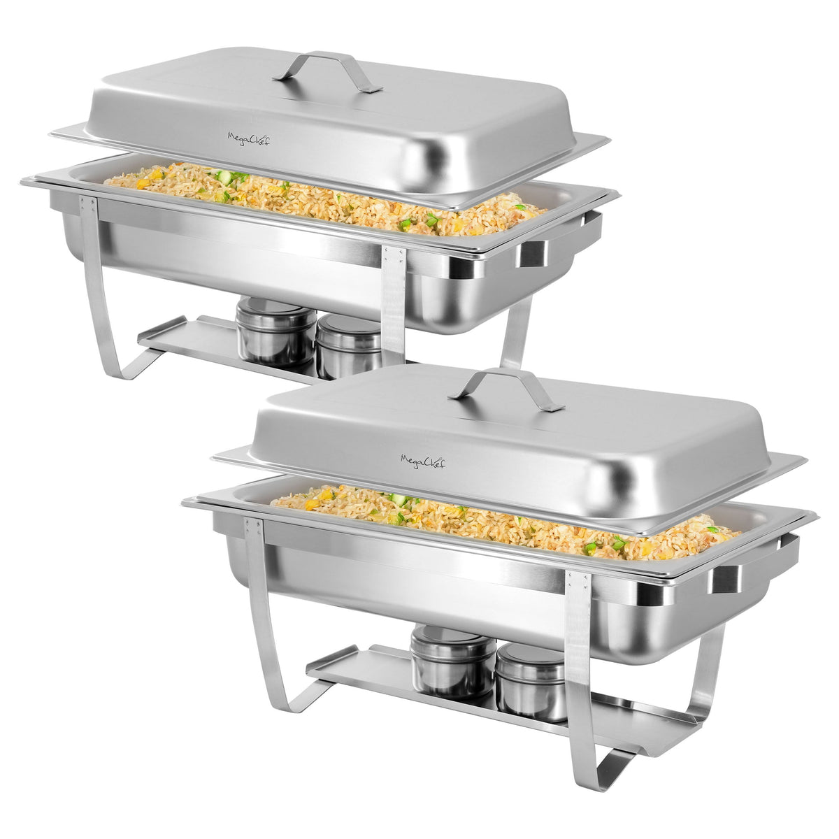 MegaChef 9.5 Quart Stackable Stainless Steel Professional Chafing Dish/Food Warmer/Buffet Server Serving Trays, Set of 2 LuxuryLifeWay Online Store