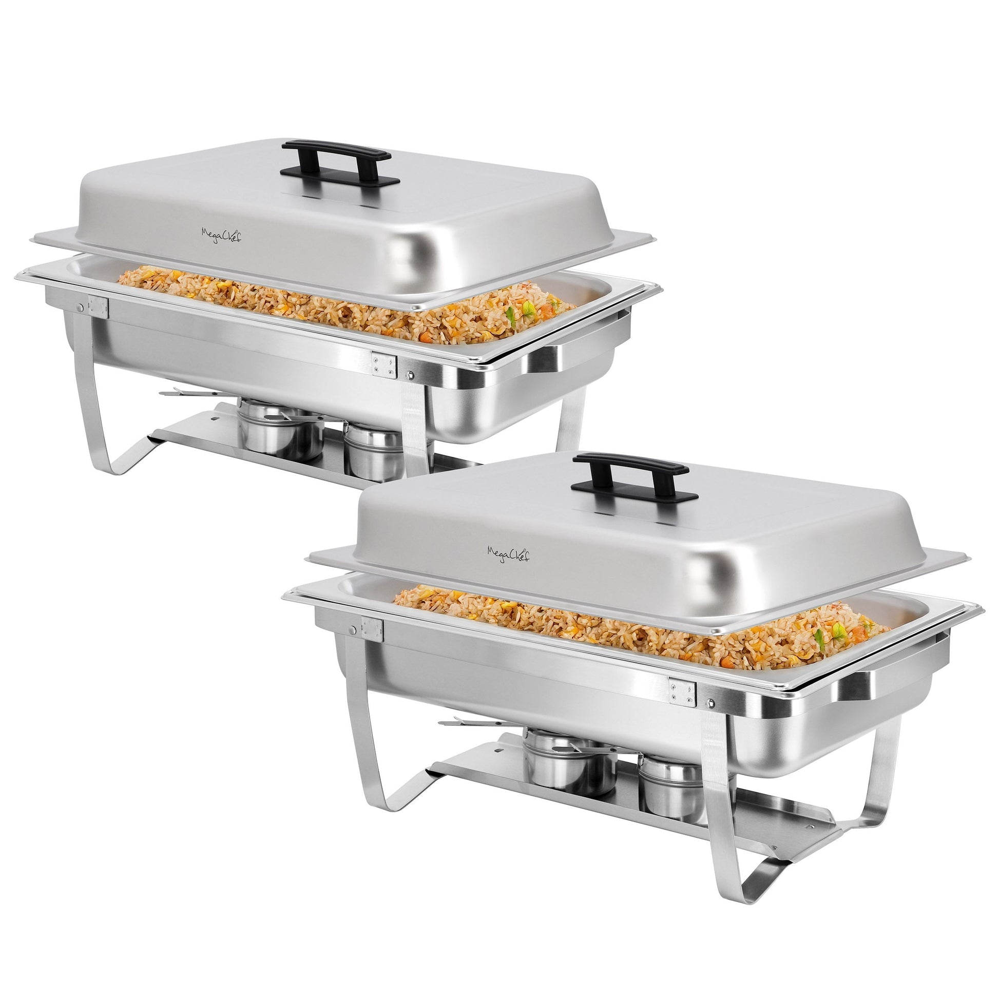 MegaChef 9.5 Quart Foldable Stainless Steel Professional Chafing Dish/Food Warmer/Buffet Server Serving Trays, Set of 2 LuxuryLifeWay Online Store