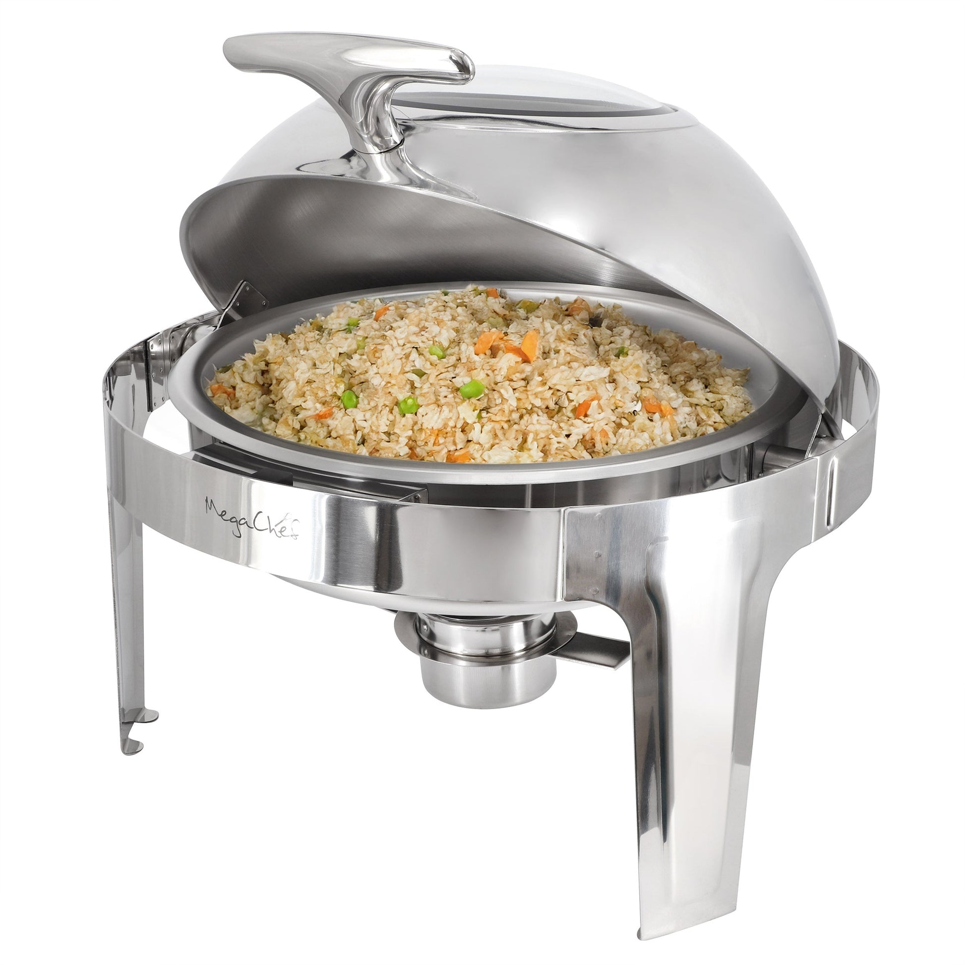 MegaChef 6.3 Quart Round Stainless Steel Dome Roll Top Professional Chafing Dish/Food Warmer/Buffet Server Serving Dish with Window LuxuryLifeWay Online Store