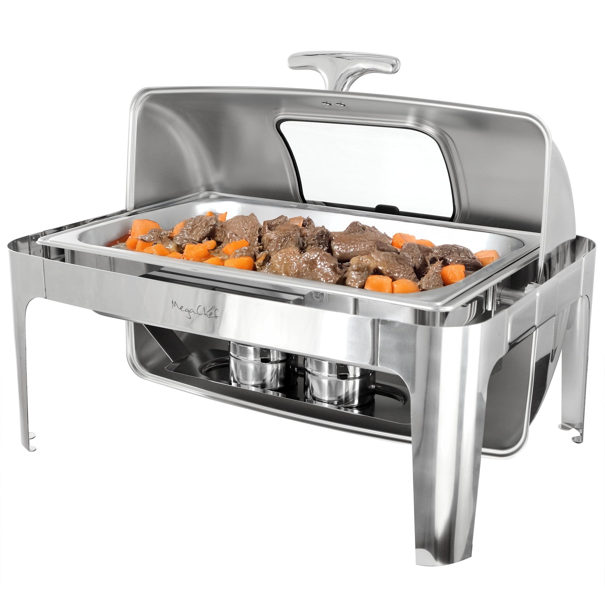 MegaChef 9.5 Quart Oblong Roll Top Stainless Steel Professional Chafing Dish/Food Warmer/Buffet Server with Window LuxuryLifeWay Online Store