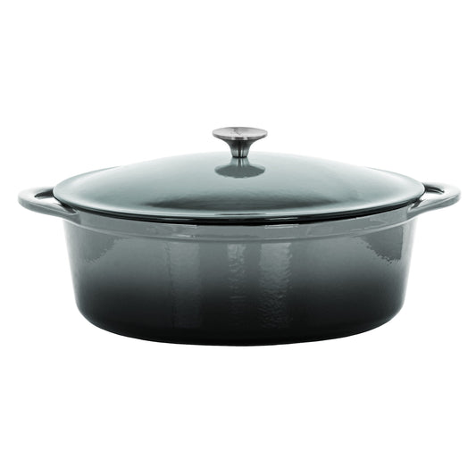 MegaChef 7 Quarts Oval Enameled Cast Iron Casserole in Gray LuxuryLifeWay Online Store