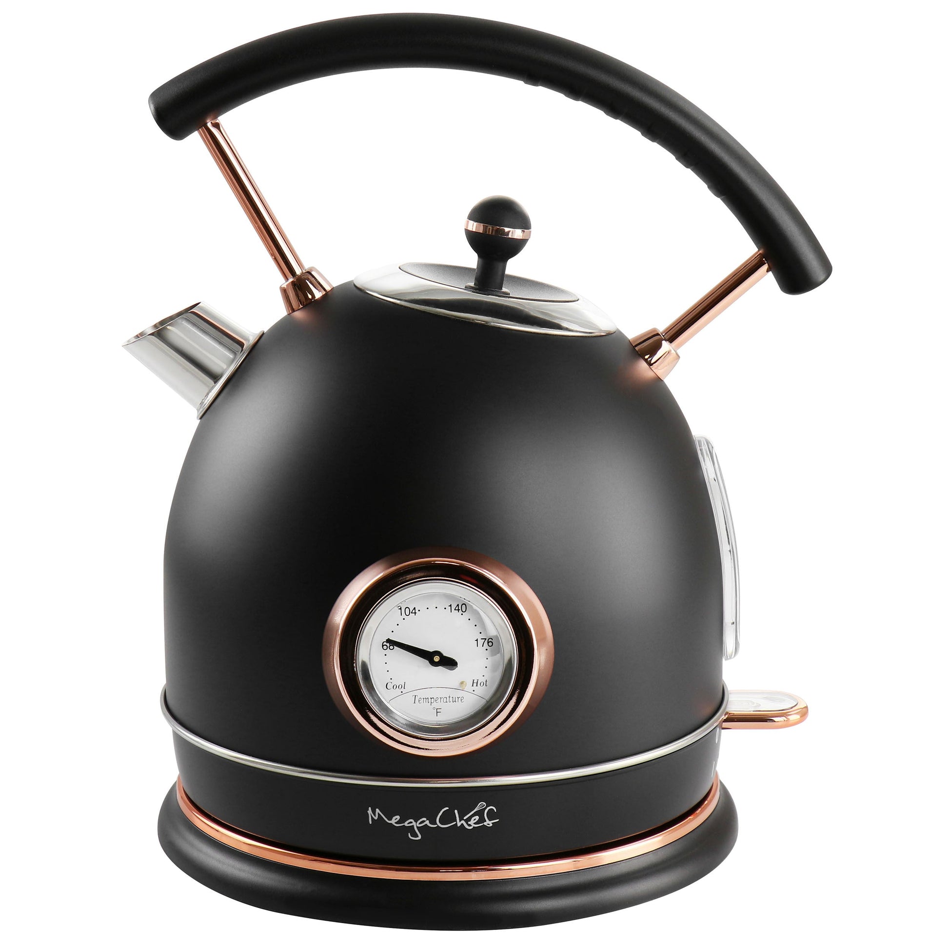 MegaChef 1.9 Quart Half Circle Electric Tea Kettle with Thermostat in Matte Black LuxuryLifeWay Online Store