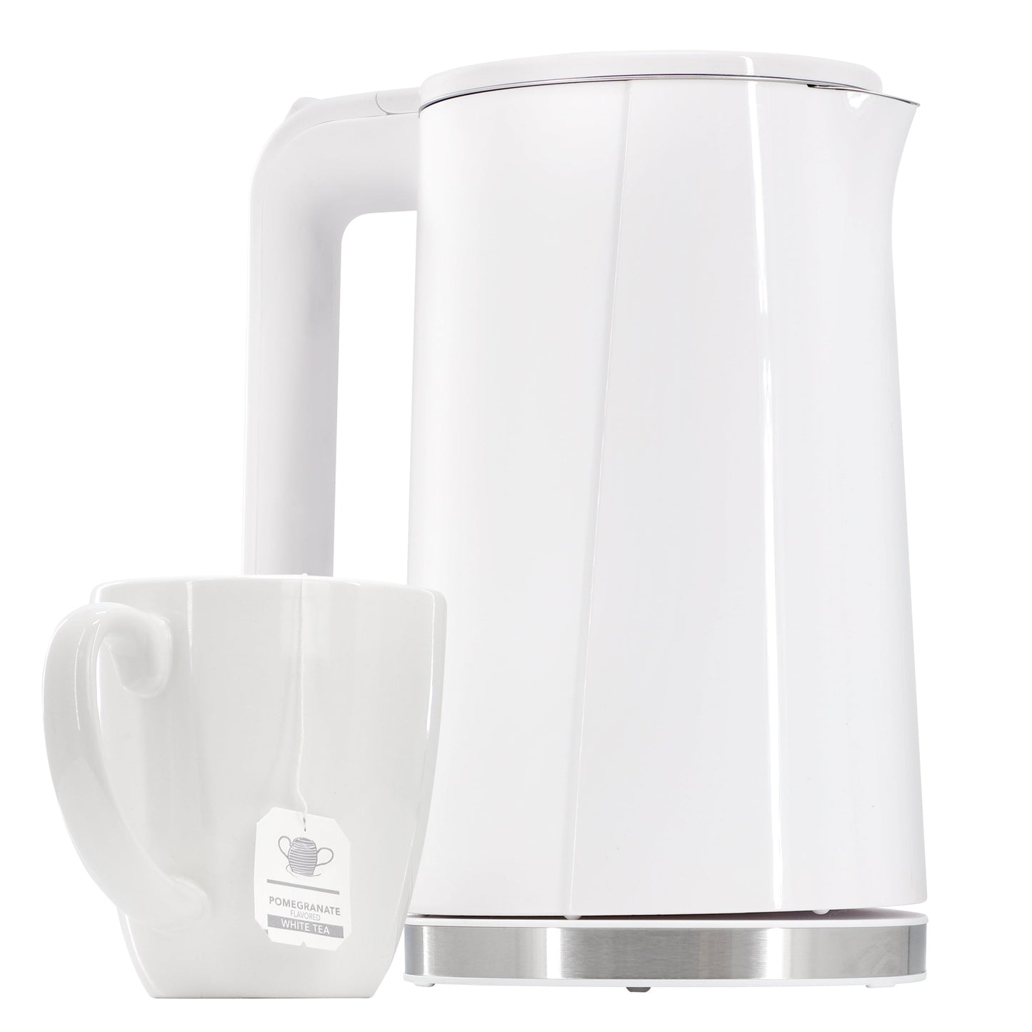 MegaChef 1.8 Quart Stainless Steel Electric Tea Kettle in White LuxuryLifeWay Online Store