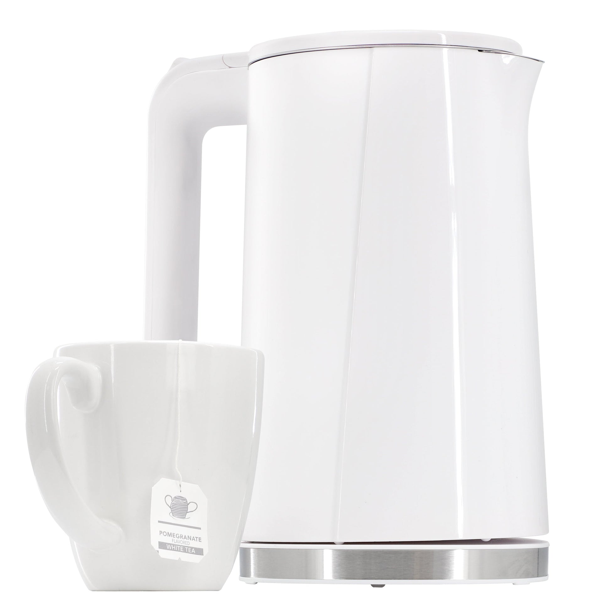 MegaChef 1.8 Quart Stainless Steel Electric Tea Kettle in White LuxuryLifeWay Online Store