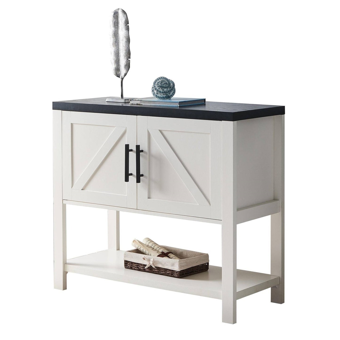 Modern 2 Drawer Wooden Storage Console Table White/Black LuxuryLifeWay Online Store