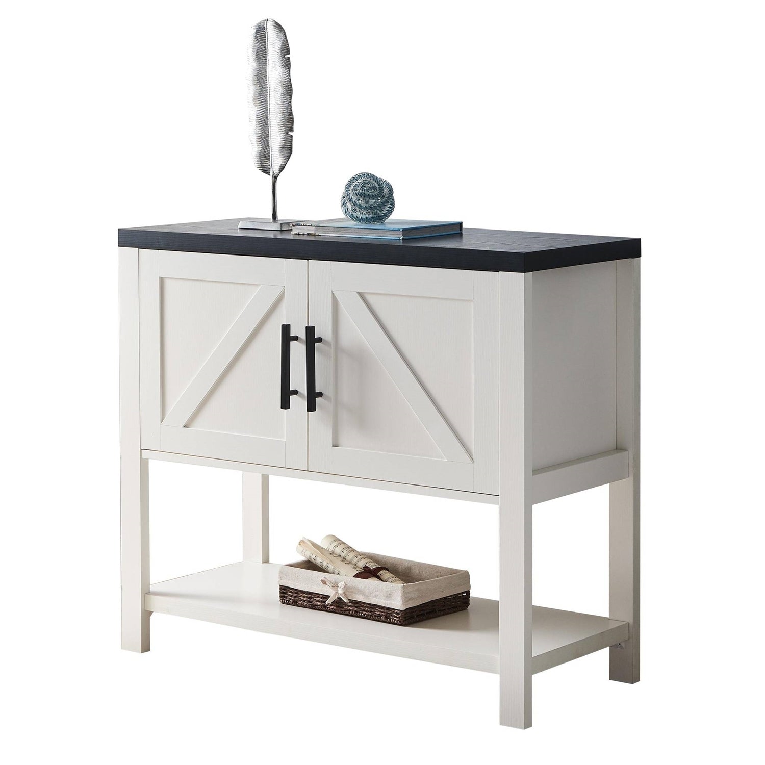 Modern 2 Drawer Wooden Storage Console Table White/Black LuxuryLifeWay Online Store