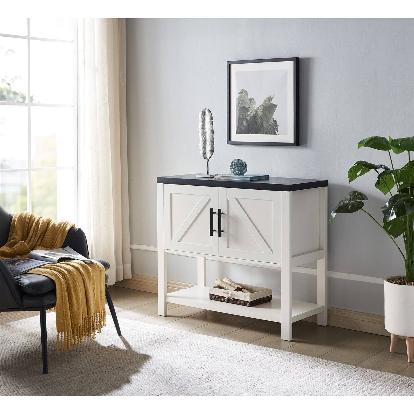 Modern 2 Drawer Wooden Storage Console Table White/Black LuxuryLifeWay Online Store