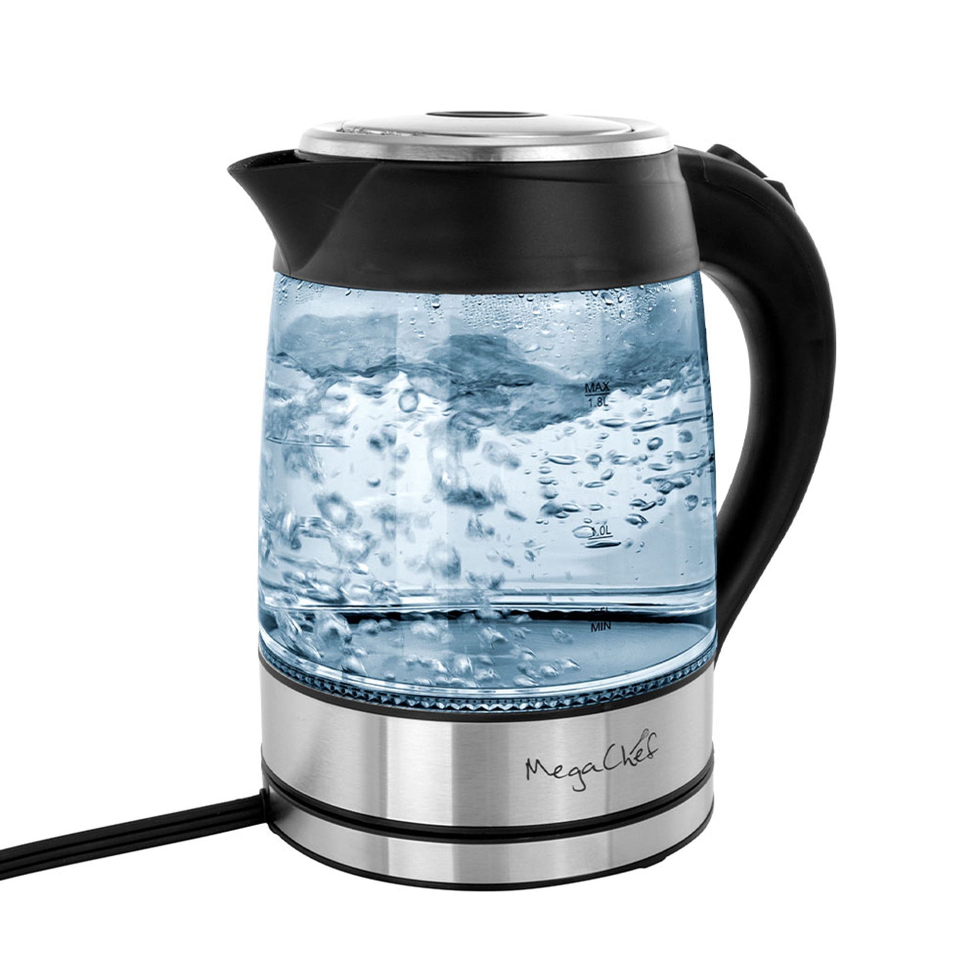 MegaChef 1.8Lt. Glass Body and Stainless Steel Electric Tea Kettle LuxuryLifeWay Online Store