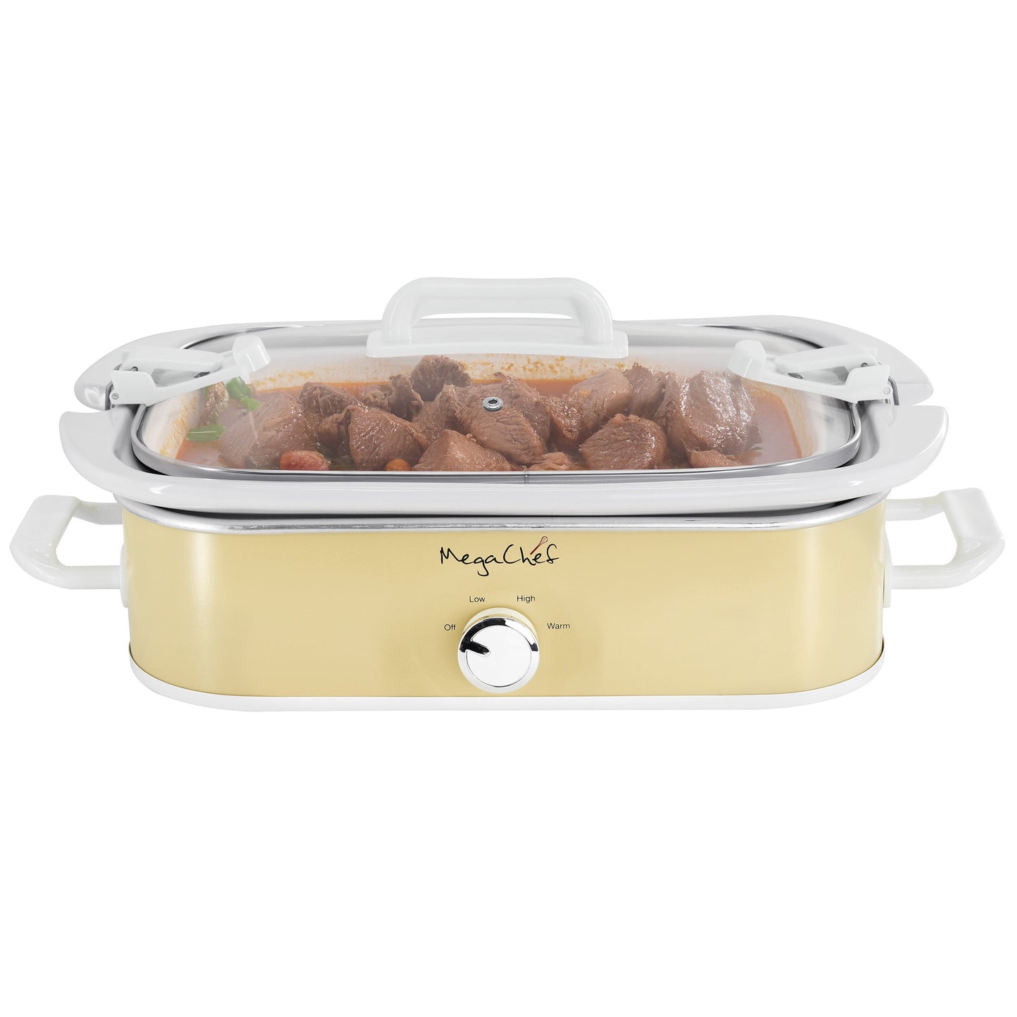 MegaChef 3.5 Quart Casserole Slow Cooker with 3 Temperature Settings in Cream LuxuryLifeWay Online Store