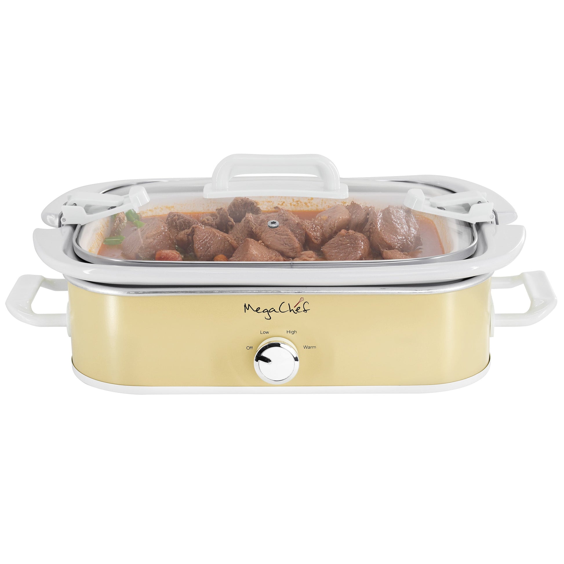 MegaChef 3.5 Quart Casserole Slow Cooker with 3 Temperature Settings in Cream LuxuryLifeWay Online Store