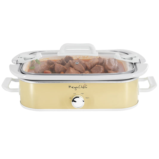 MegaChef 3.5 Quart Casserole Slow Cooker with 3 Temperature Settings in Cream LuxuryLifeWay Online Store