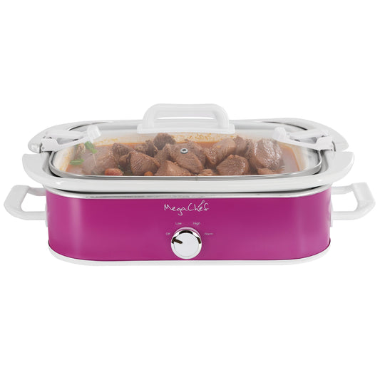 MegaChef 3.5 Quart Casserole Slow Cooker with 3 Temperature Settings in Purple LuxuryLifeWay Online Store
