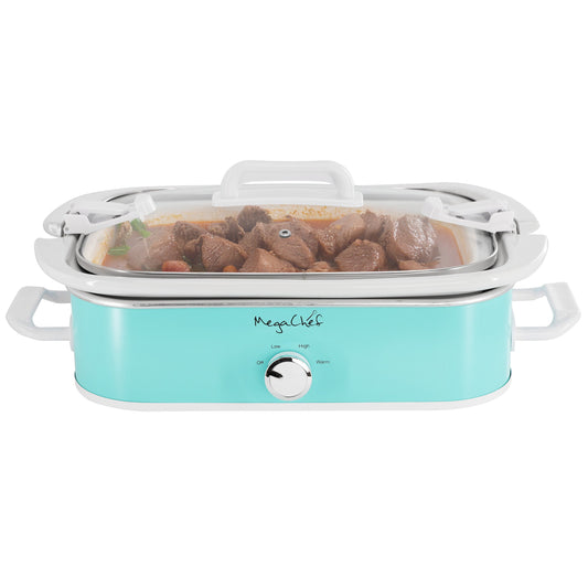 MegaChef 3.5 Quart Casserole Slow Cooker with 3 Temperature Settings in Turquoise LuxuryLifeWay Online Store