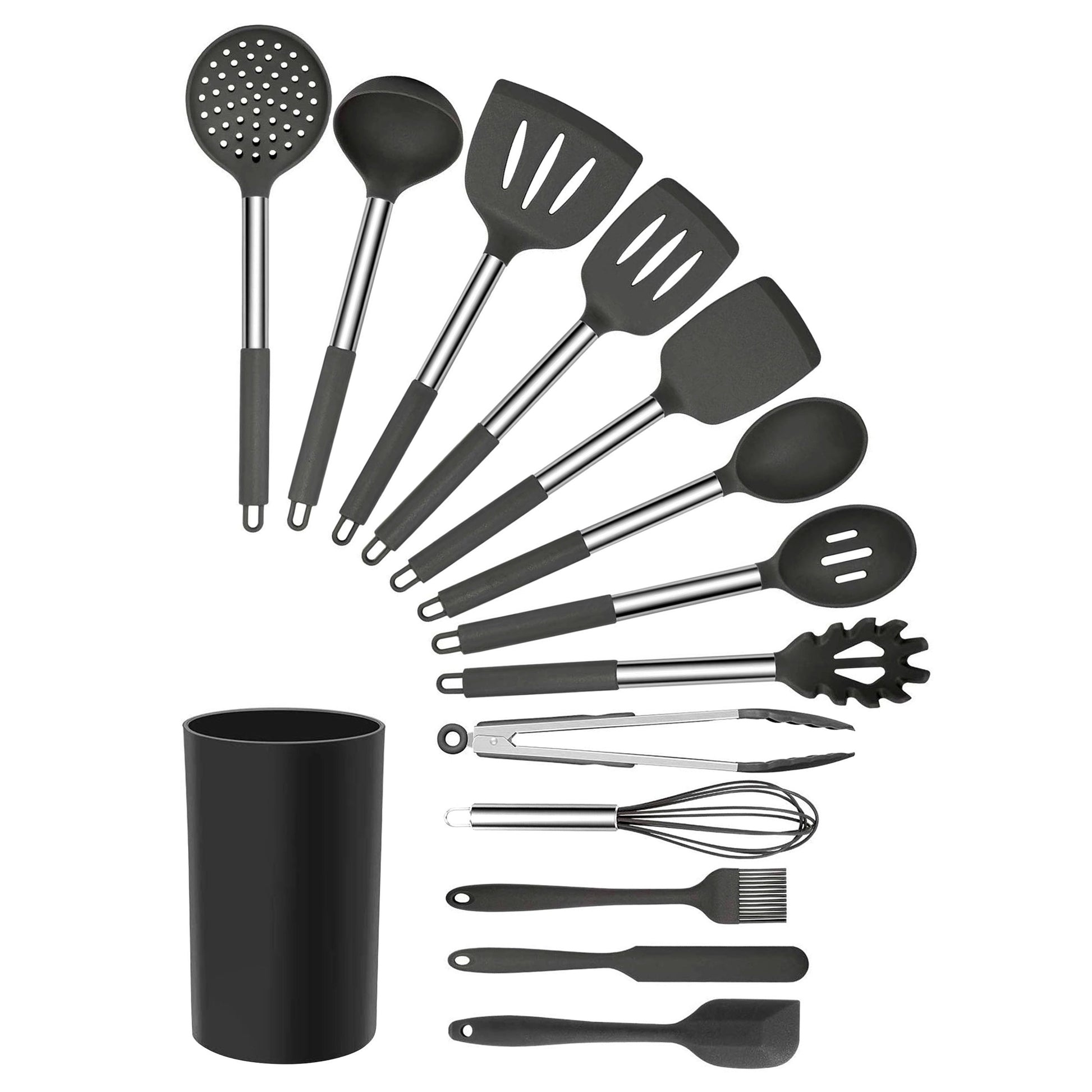 MegaChef Gray Silicone and Stainless Steel Cooking Utensils, Set of 14 LuxuryLifeWay Online Store