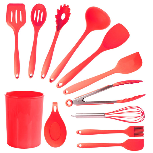 MegaChef Red Silicone Cooking Utensils, Set of 12 LuxuryLifeWay Online Store