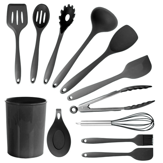 MegaChef Black Silicone Cooking Utensils, Set of 12 LuxuryLifeWay Online Store