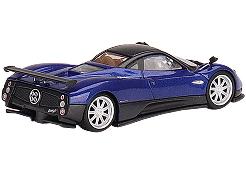 Pagani Zonda F Blu Argentina Blue Metallic with Black Top Limited Edition to 3000 pieces Worldwide 1/64 Diecast Model Car by Mini GT LuxuryLifeWay Online Store