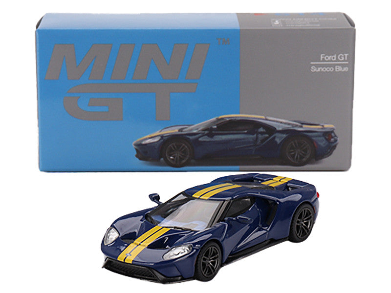 Ford GT Sunoco Blue with Yellow Stripes Limited Edition to 3600 pieces Worldwide 1/64 Diecast Model Car by Mini GT LuxuryLifeWay Online Store