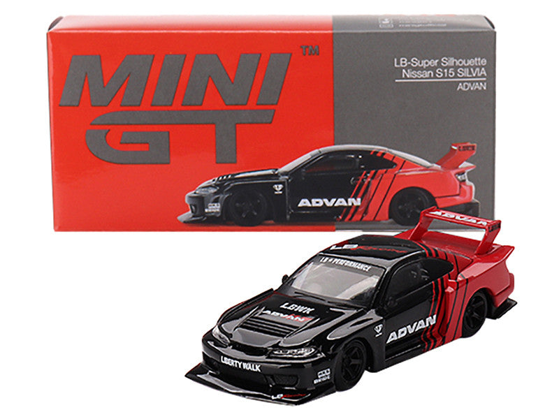 Nissan "LB-Super Silhouette" S15 SILVIA RHD (Right Hand Drive) Red and Black "ADVAN" Limited Edition 1/64 Diecast Model Car by Mini GT LuxuryLifeWay Online Store