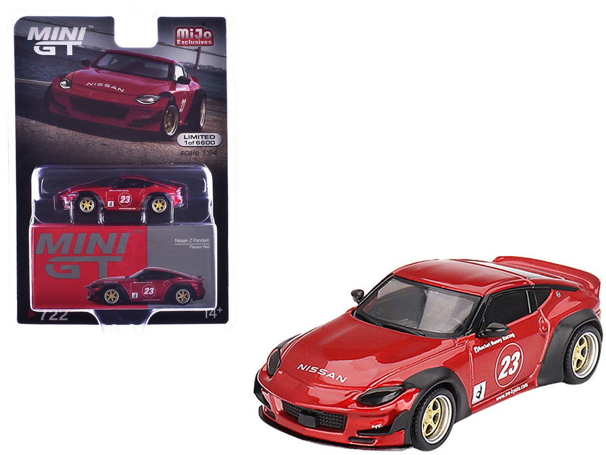 Nissan Z "Pandem" #23 Passion Red Metallic Limited Edition to 6600 pieces Worldwide 1/64 Diecast Model Car by Mini GT LuxuryLifeWay Online Store