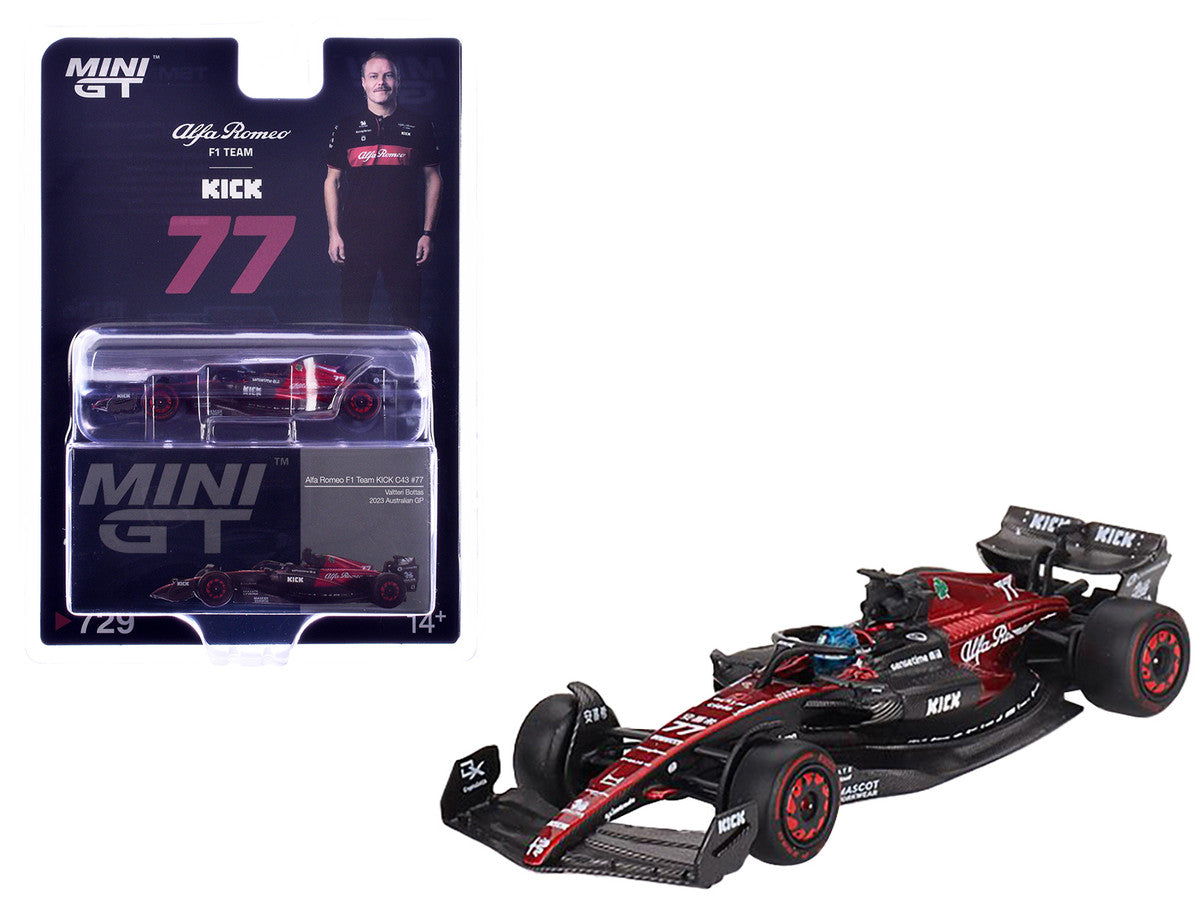 Alfa Romeo C43 #77 Valtteri Bottas "Alfa Romeo F1 Team Kick" Formula One F1 "Australian GP" (2023) Limited Edition 1/64 Diecast Model Car by Mini GT LuxuryLifeWay Online Store