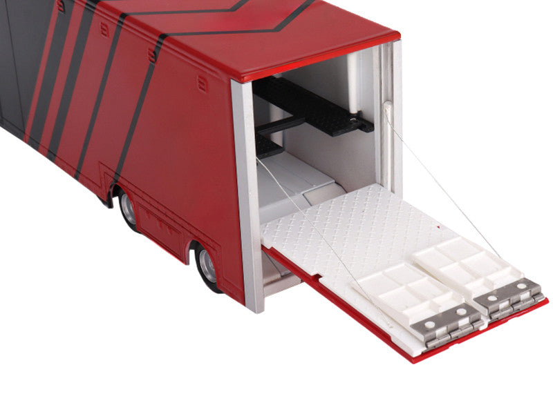 Mercedes-Benz Actros with Racing Transporter Red and Black "ADVAN" 1/64 Diecast Model Car by Mini GT LuxuryLifeWay Online Store