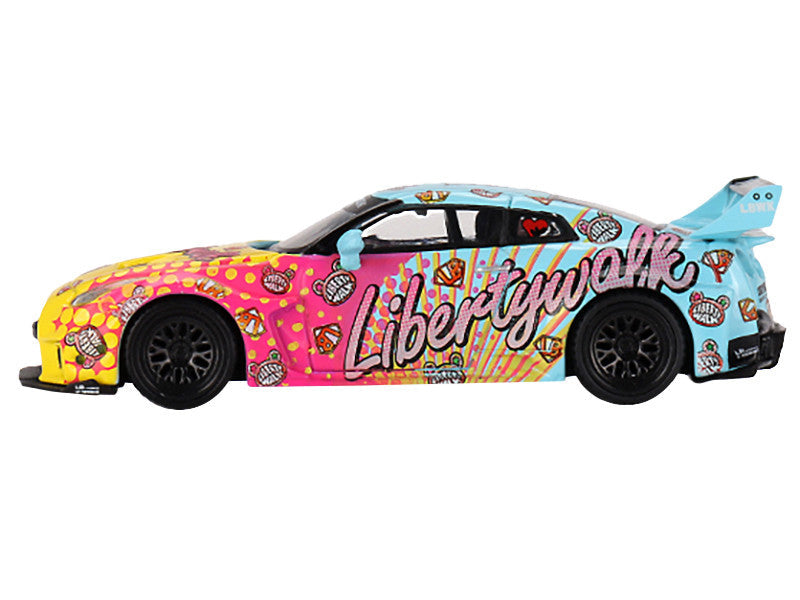Nissan 35GT-RR Ver.1 "LB-Silhouette Works GT" Light Blue and Yellow with Graphics "LBWK KUMA" Limited Edition 1/64 Diecast Model Car by Mini GT LuxuryLifeWay Online Store