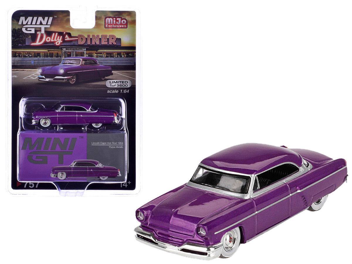 1954 Lincoln Capri Hot Rod Purple Metallic Limited Edition to 3600 pieces Worldwide 1/64 Diecast Model Car by Mini GT LuxuryLifeWay Online Store