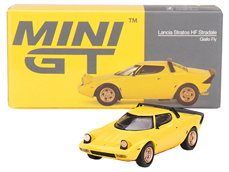 Lancia Stratos HF Stradale Giallo Fly Yellow Limited Edition to 1440 pieces Worldwide 1/64 Diecast Model Car by Mini GT LuxuryLifeWay Online Store