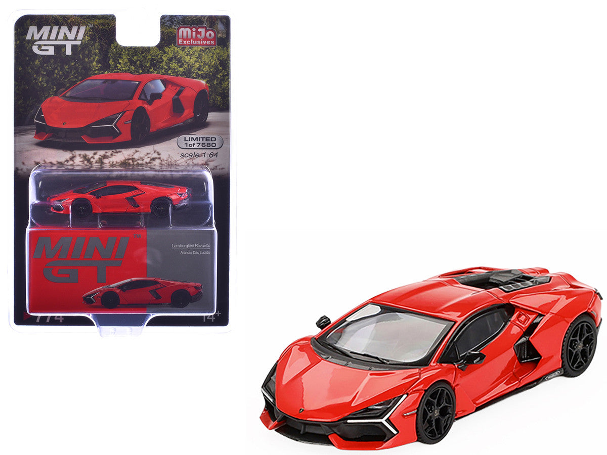 Lamborghini Revuelto Arancio Dac Lucido Orange Limited Edition to 7680 pieces Worldwide 1/64 Diecast Model Car by Mini GT LuxuryLifeWay Online Store