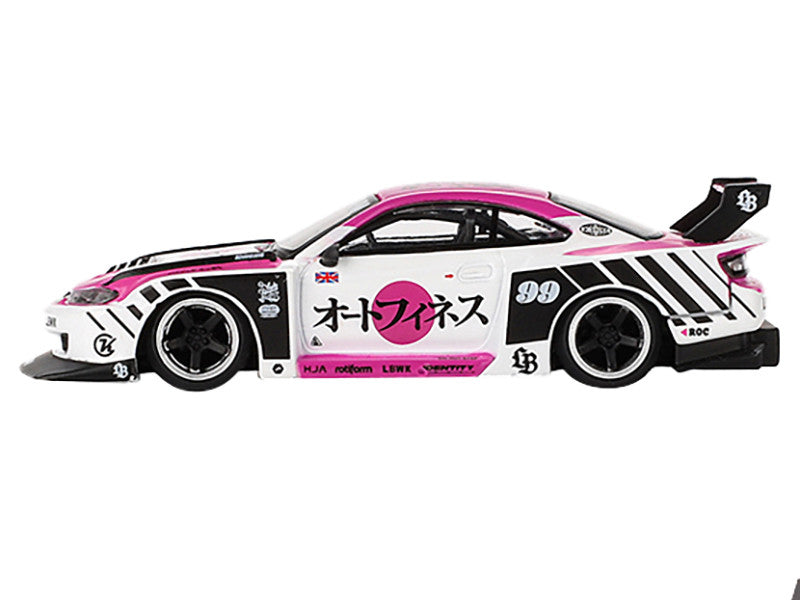 Nissan "LB-Super Silhouette" S15 SILVIA RHD (Right Hand Drive) #99 "Auto Finesse - SEMA 2023" White and Pink Limited Edition 1/64 Diecast Model Car by Mini GT LuxuryLifeWay Online Store