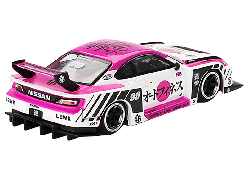 Nissan "LB-Super Silhouette" S15 SILVIA RHD (Right Hand Drive) #99 "Auto Finesse - SEMA 2023" White and Pink Limited Edition 1/64 Diecast Model Car by Mini GT LuxuryLifeWay Online Store