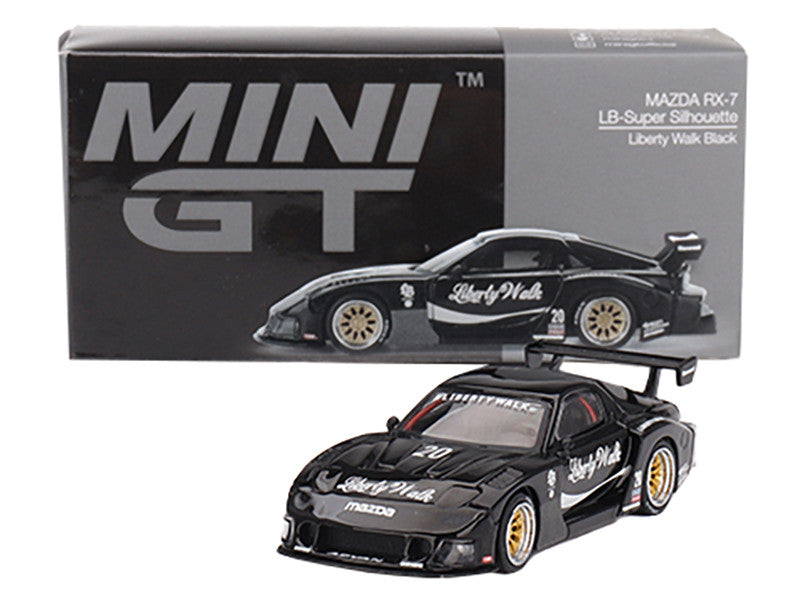 Mazda RX-7 LB-Super Silhouette #20 "Liberty Walk" Black Limited Edition 1/64 Diecast Model Car by Mini GT LuxuryLifeWay Online Store