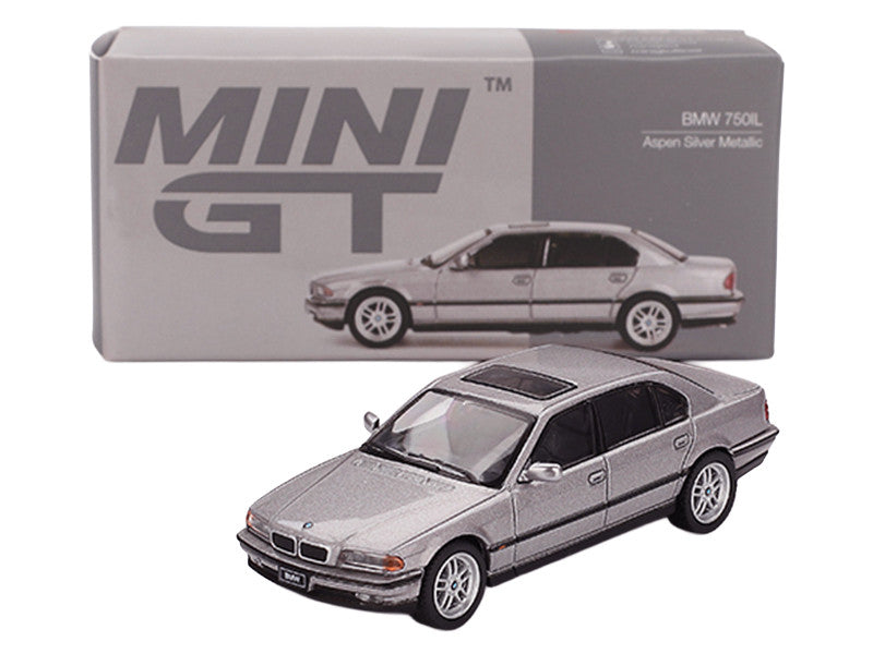 BMW 750IL Aspen Silver Metallic with Sun Roof Limited Edition 1/64 Diecast Model Car by Mini GT LuxuryLifeWay Online Store