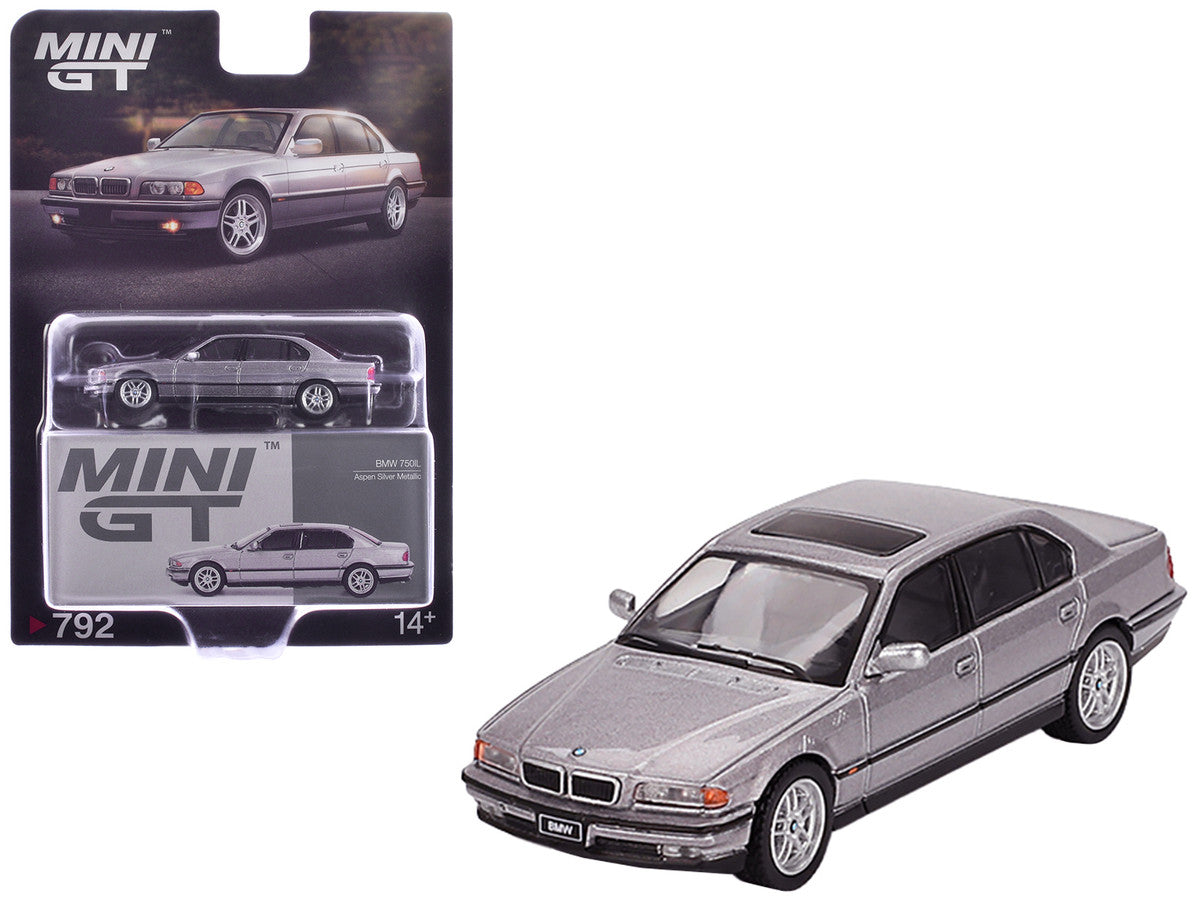 BMW 750IL Aspen Silver Metallic with Sun Roof Limited Edition 1/64 Diecast Model Car by Mini GT LuxuryLifeWay Online Store