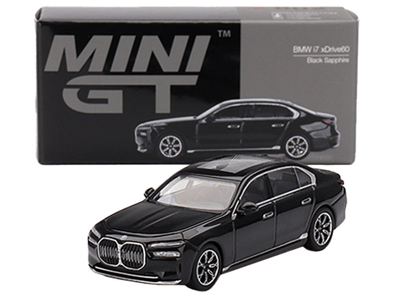 BMW i7 xDrive60 Black Sapphire Limited Edition 1/64 Diecast Model Car by Mini GT LuxuryLifeWay Online Store