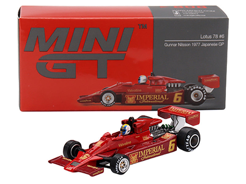 Lotus 78 #6 Gunnar Nilsson "John Player Team Lotus" Formula One F1 "Japanese GP" (1977) Limited Edition 1/64 Diecast Model Car by Mini GT LuxuryLifeWay Online Store