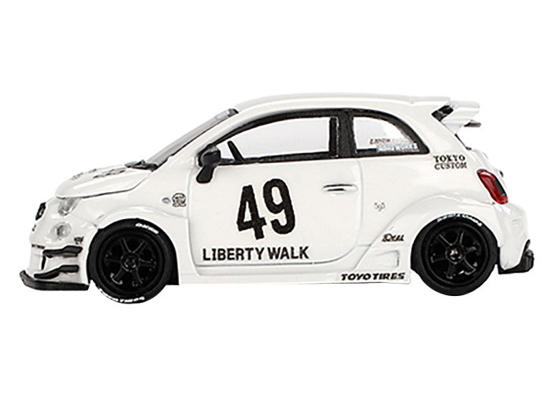 ABARTH 595 #49 "LB-Works x Abas Works" Gara White Limited Edition 1/64 Diecast Model Car by Mini GT LuxuryLifeWay Online Store