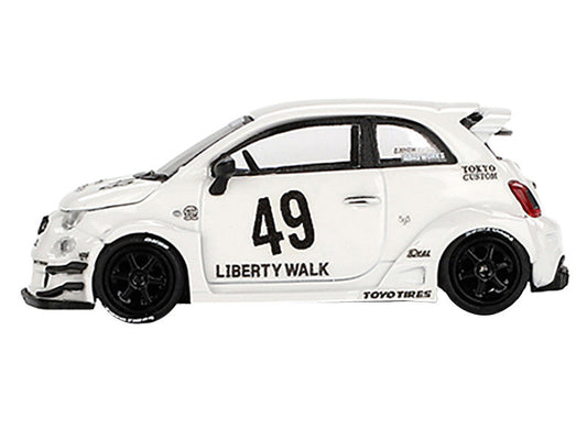 ABARTH 595 #49 "LB-Works x Abas Works" Gara White Limited Edition 1/64 Diecast Model Car by Mini GT LuxuryLifeWay Online Store