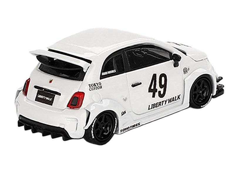 ABARTH 595 #49 "LB-Works x Abas Works" Gara White Limited Edition 1/64 Diecast Model Car by Mini GT LuxuryLifeWay Online Store