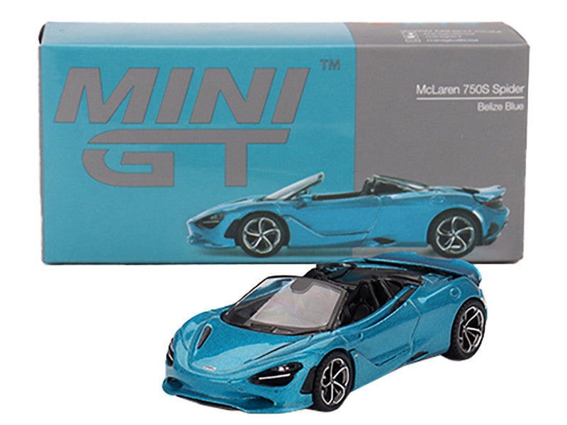 McLaren 750S Spider Belize Blue Metallic Limited Edition 1/64 Diecast Model Car by Mini GT LuxuryLifeWay Online Store