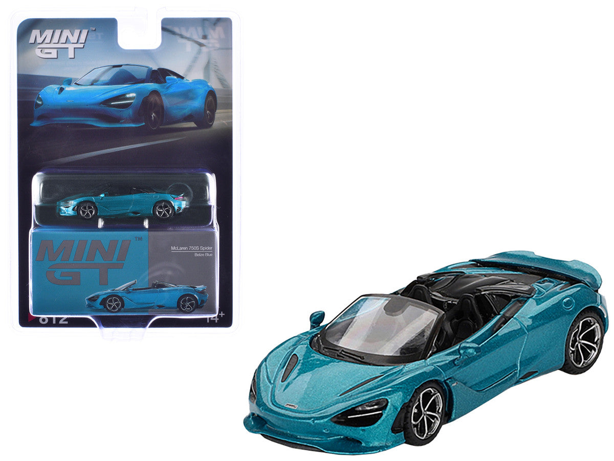 McLaren 750S Spider Belize Blue Metallic Limited Edition 1/64 Diecast Model Car by Mini GT LuxuryLifeWay Online Store