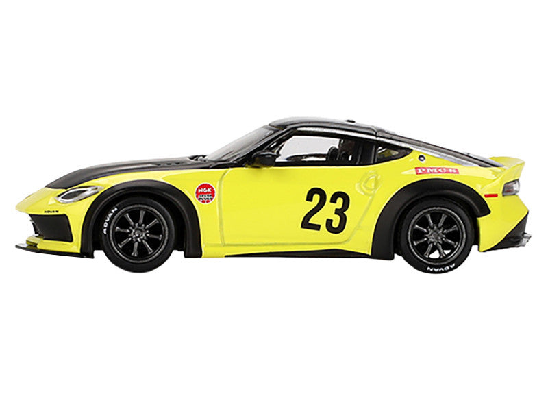 Nissan Z "LB-Nation Works" #23 Ikazuchi Yellow with Black Hood and Top Limited Edition 1/64 Diecast Model Car by Mini GT LuxuryLifeWay Online Store