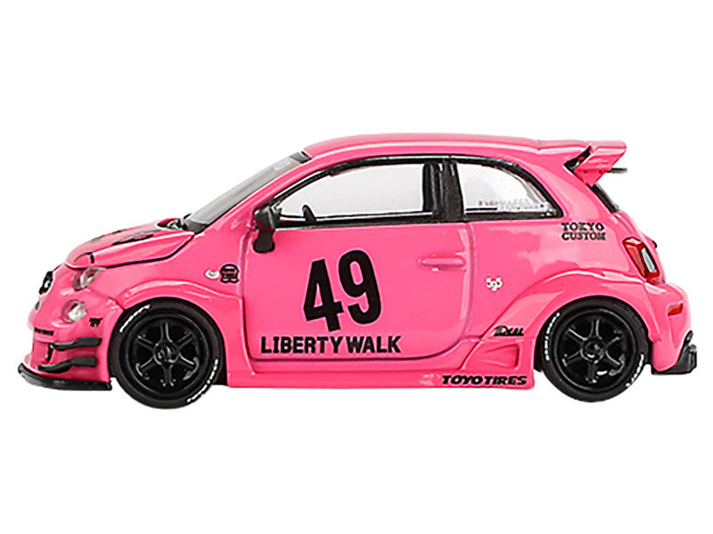 ABARTH 595 #49 "LB-Works x Abas Works" Pink Limited Edition 1/64 Diecast Model Car by Mini GT LuxuryLifeWay Online Store