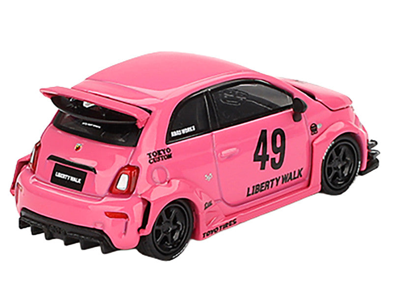 ABARTH 595 #49 "LB-Works x Abas Works" Pink Limited Edition 1/64 Diecast Model Car by Mini GT LuxuryLifeWay Online Store