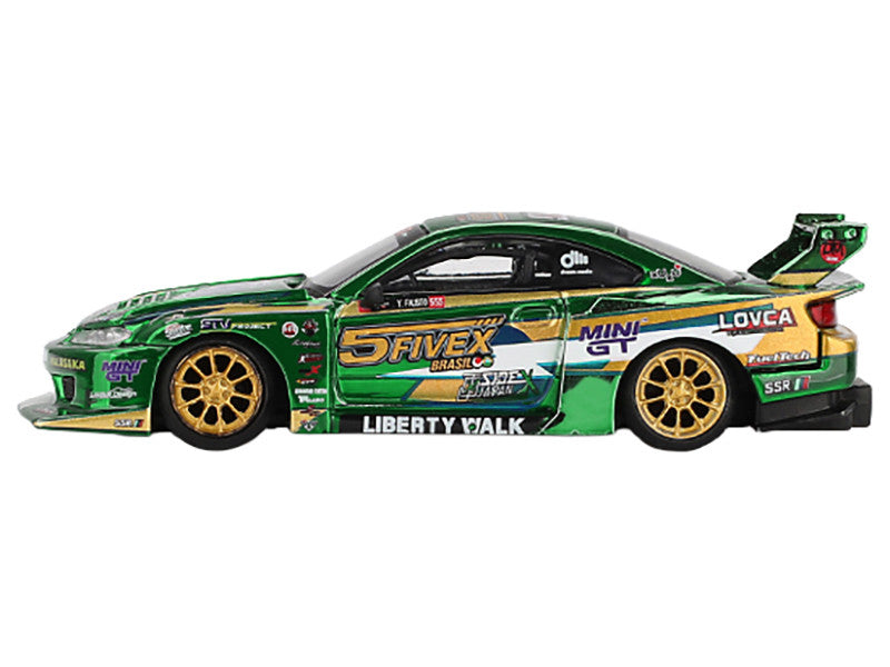 Nissan Silvia (S15) LB-Super Silhouette RHD (Right Hand Drive) "Fausto Racing 2024" Green Metallic Limited Edition 1/64 Diecast Model Car by Mini GT LuxuryLifeWay Online Store
