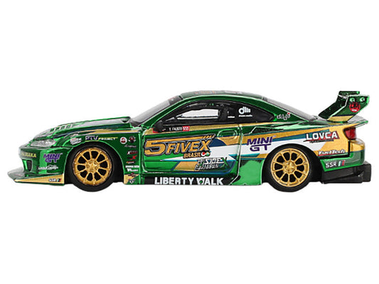 Nissan Silvia (S15) LB-Super Silhouette RHD (Right Hand Drive) "Fausto Racing 2024" Green Metallic Limited Edition 1/64 Diecast Model Car by Mini GT LuxuryLifeWay Online Store