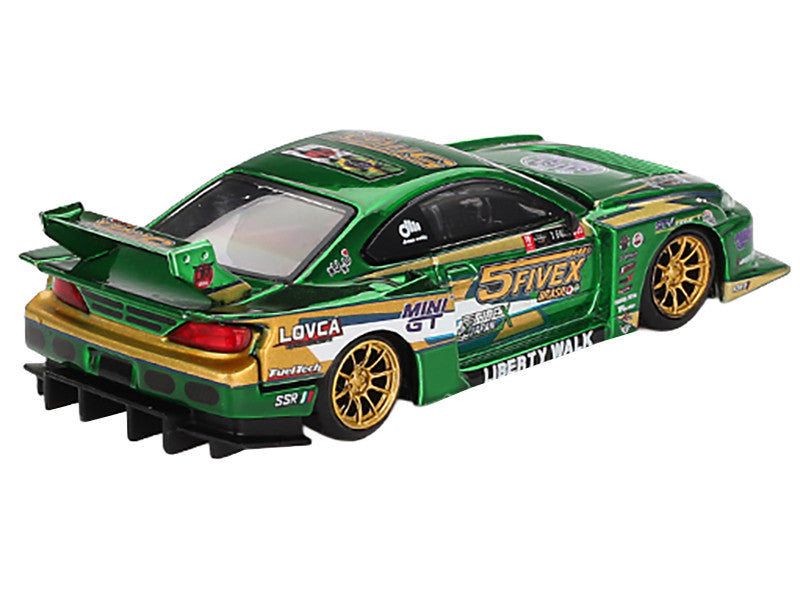 Nissan Silvia (S15) LB-Super Silhouette RHD (Right Hand Drive) "Fausto Racing 2024" Green Metallic Limited Edition 1/64 Diecast Model Car by Mini GT LuxuryLifeWay Online Store